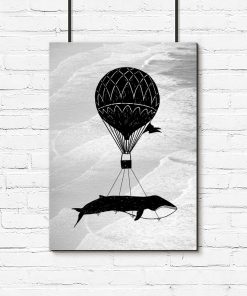 Plakat z balonem i wielorybem do pokoju