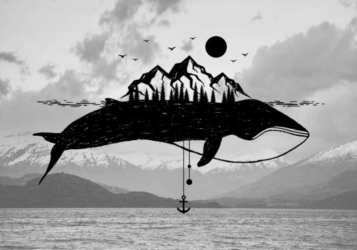 Plakat z motywem wieloryba