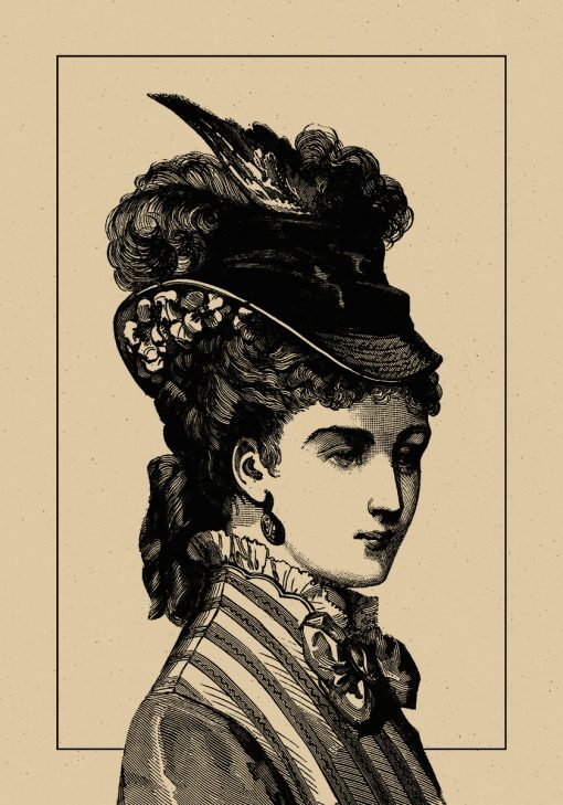 Plakat kobieta w kapeluszu - rycina