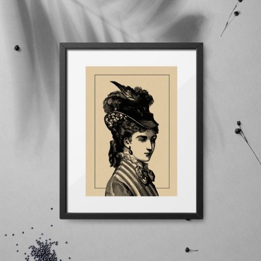 Plakat z portretem kobiety z XIXw. - rycina
