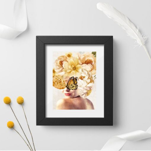 Plakat z motywem kobiety i kwiatów