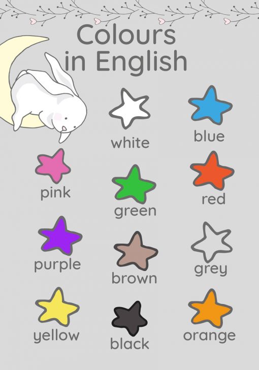 Angielskie nazwy kolorów na plakacie
