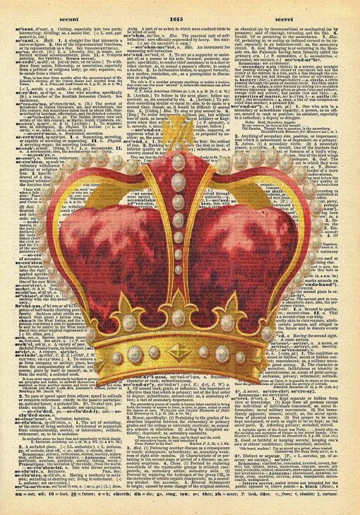Plakat z koroną królowej na tle kartki