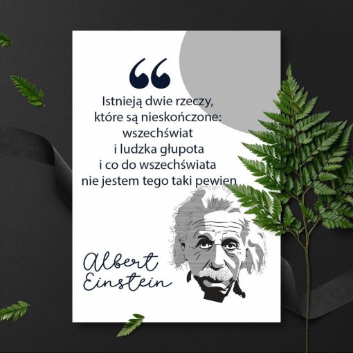 Plakat ze słowami Einsteina o lidzkiej głupocie