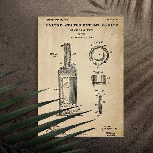 Plakat z butelką szklaną - patent