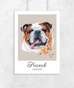 plakat z metryczką dla psa buldog francuski